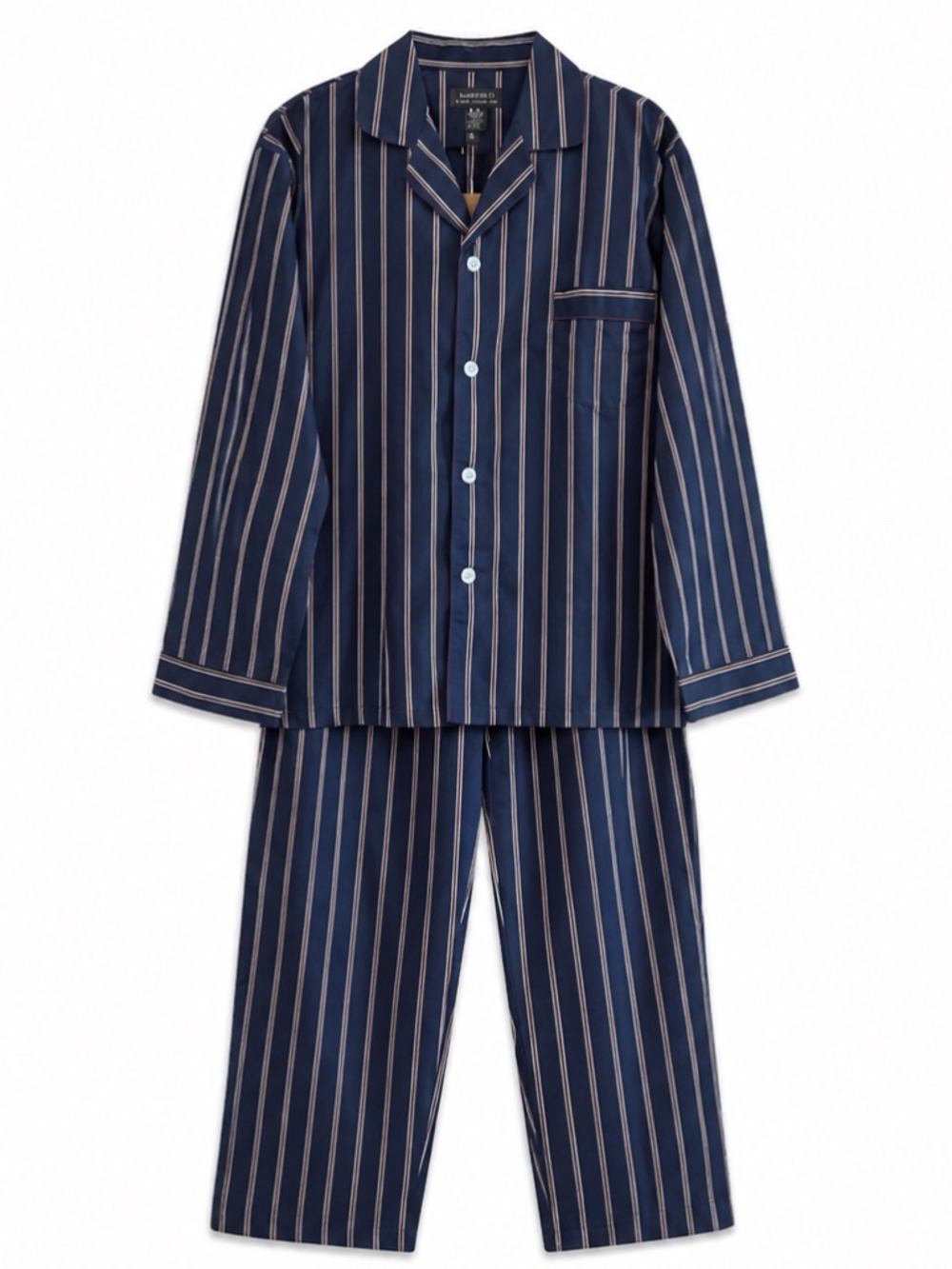 Vanderbilt Men’s Navy & Cream Striped Pajama Set – Size Medium NWOT